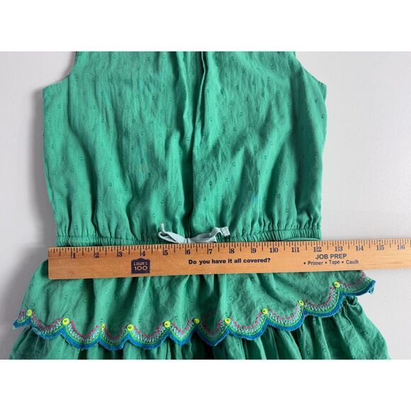 Mini Boden Girls Green Sleeveless Tiered Dress Embroidered Size 9-10Y - Picture 8 of 10